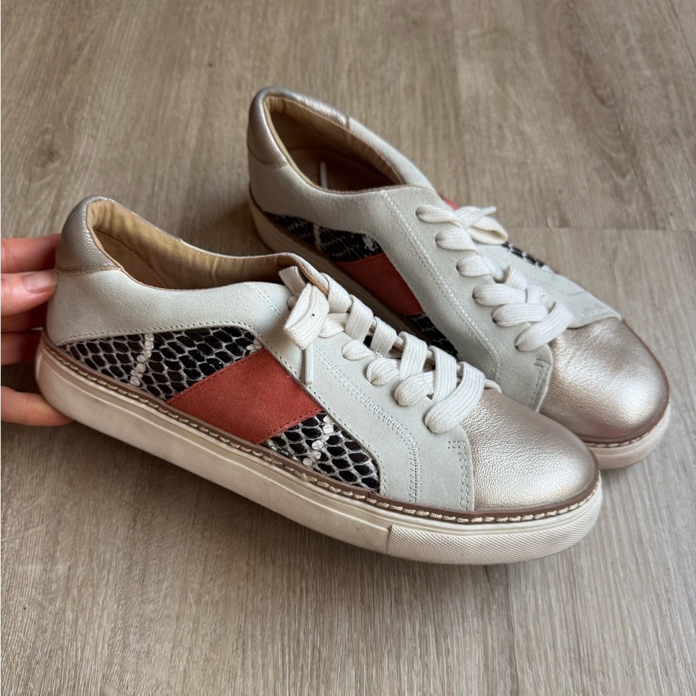 Crown Vintage Women's Sneakers with Snake Print and Red Detail